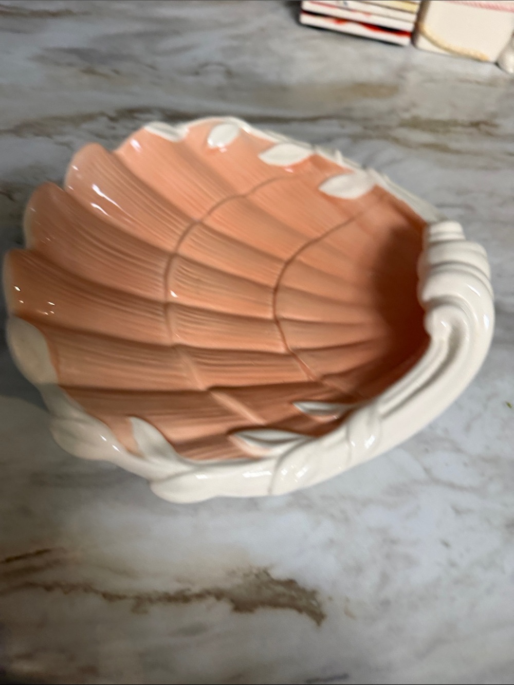 Fitz and Floyd Coral Peach Shell Centerpiece